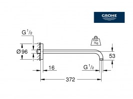 MEDIDAS BRAZO DUCHA MURAL RAINSHOWER GROHE